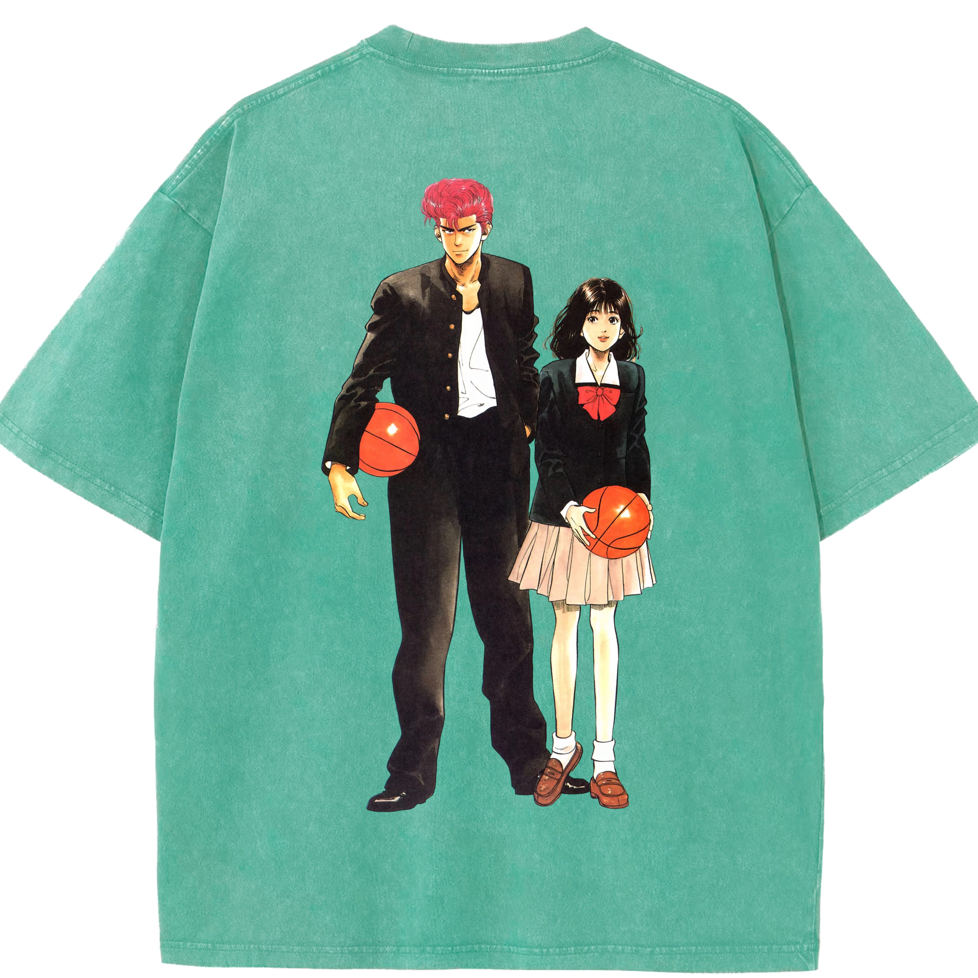 SLAM DUNK／スラムダンク 綿100% ヴィンテージ風 半袖Tシャツ（背面プリント）